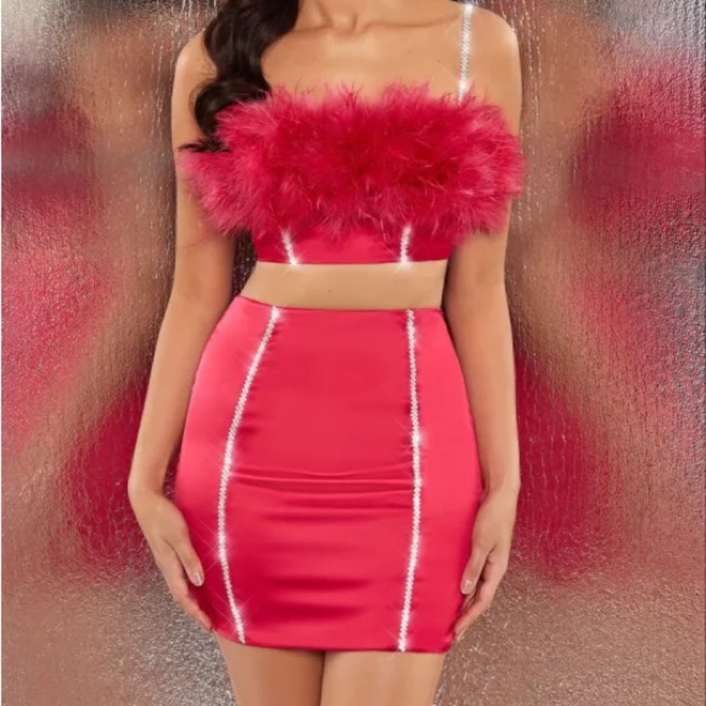 Fuchsia Mini Skirt with Diamond Detailing